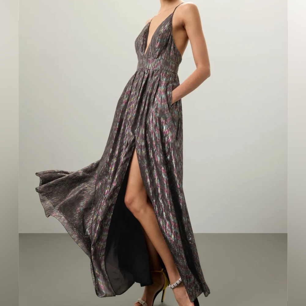 Aidan by Aidan Mattox Black Dress with Metalic Colors